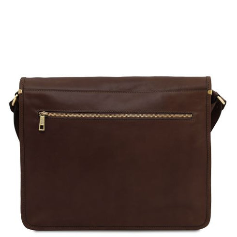 TL Messenger - Two compartments leather shoulder bag - Large size